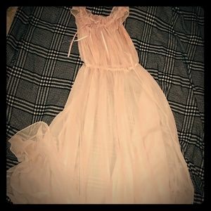 Flowy Pink Chiffon Sheer Gown